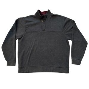 Orvis Quarter Zip Button Up Pullover Sweater Gray Mock Neck Mens‎ XL